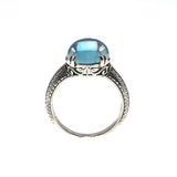 Pool Of Light - Estate Sterling Silver Blue Topaz Cabochon Ring  (ER130)