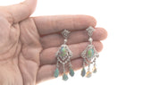 Mystical Jewels - Estate Edwardian Revival 18K White Gold Natural Opal & Diamond Chandelier Earrings  (EE086)
