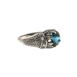 Ocean's Treasure - Estate Sterling Silver Natural London Blue Topaz & Seed Pearl Ring  (ER080)