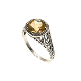 Candlelight - Estate Sterling Silver Natural Citrine Filigree Ring  (ER079)