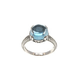 Pool Of Light - Estate Sterling Silver Blue Topaz Cabochon Ring  (ER130)