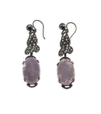 Lavender Dreams - Edwardian Sterling Silver Lavender Jade & Marcasite Earrings (EDE011)