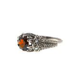 Red Sea Jewel - Estate Sterling Silver Natural Garnet & Seed Pearl Ring  (ER124)