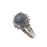 Mystical Star - Vintage Platinum Natural Star Sapphire & Diamond Ring (VR389)