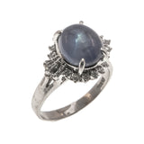Mystical Star - Vintage Platinum Natural Star Sapphire & Diamond Ring (VR389)