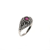 Mon Chéri - Estate Sterling Silver Natural Ruby & Seed Pearl Filigree Ring  (ER060)