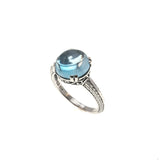 Pool Of Light - Estate Sterling Silver Blue Topaz Cabochon Ring  (ER130)