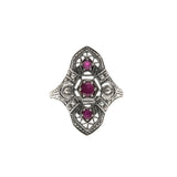 Oysters & Wine - Estate Sterling Silver Ruby & Seed Pearl Ring (ER062)
