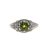 Jewel Of The Amazon - Estate Sterling Silver Natural Peridot & Seed Pearl Ring   (ER159)