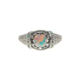 Jewel Of Colour - Estate Sterling Silver Opal Ornate Ring  (ER114)