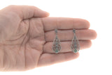 Green With Envy - Estate Sterling Silver Emerald Filigree Earrings (EE141)