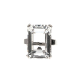 Retro Drama - Vintage 14K White Gold Emerald Cut Quartz Solitaire Ring (VR268)