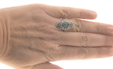 Green With Envy - Estate Sterling Silver Natural Emerald & Seed Pearl Filigree Ring (ER063)