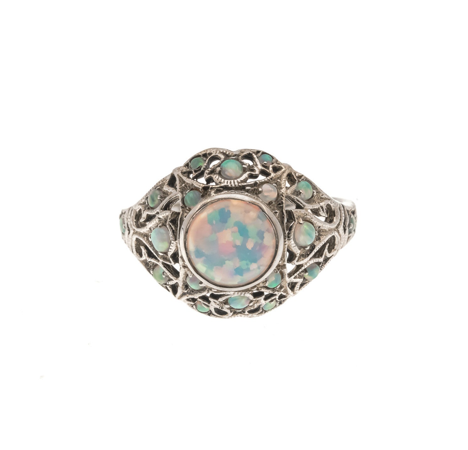 Kaleidoscope Of Color - Estate Sterling Silver Opal Ring  (ER112)