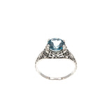 Daydream - Estate Sterling Silver Natural Blue Topaz Filigree Ring (ER120)