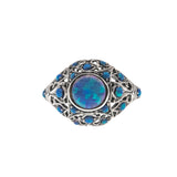 Kaleidoscope Of Blues - Estate Sterling Silver Blue Opal Ring (ER115)