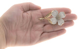 Snow Flower - Vintage Gold Tone White Enamel Flower Brooch (VBR057)