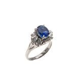 Sapphire Royale - Vintage Platinum Natural Sapphire & Fancy Diamond Ballerina Ring (VR634)