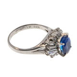 Sapphire Royale - Vintage Platinum Natural Sapphire & Fancy Diamond Ballerina Ring (VR634)