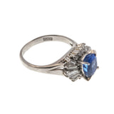 Sapphire Royale - Vintage Platinum Natural Sapphire & Fancy Diamond Ballerina Ring (VR634)