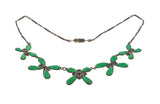 Garden Stroll - Edwardian Brass Chrysoprase & Paste Necklace (EDN020)