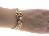 La Vie En Rose - Vintage Gold Tone Genuine Cultured Pearl Mesh Bangle Bracelet (VB058)