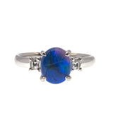 Galaxy - Vintage Platinum Black Opal & Asscher Cut Diamond (VR611)