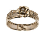 La Vie En Rose - Vintage Gold Tone Genuine Cultured Pearl Mesh Bangle Bracelet (VB058)