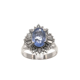Ceylon Skies -  Vintage Platinum Ceylon Sapphire GIA (No Heat) Diamond Ballerina Ring (VR530)