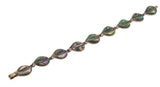 Leaves Of Iridescence  - Vintage Sterling Silver Abalone Leaf Bracelet (VB051)