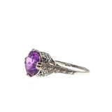 Color Change Adornment - Estate Sterling Silver Lab Created Alexandrite Ring  (ER217)
