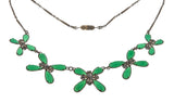 Garden Stroll - Edwardian Brass Chrysoprase & Paste Necklace (EDN020)