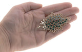 Jewelled Leaf - Vintage Gold Tone Emerald Crystal Leaf Brooch (VBR056)