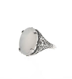 Moonbeam - Estate Sterling Silver Moonstone Filigree Ring (ER182)