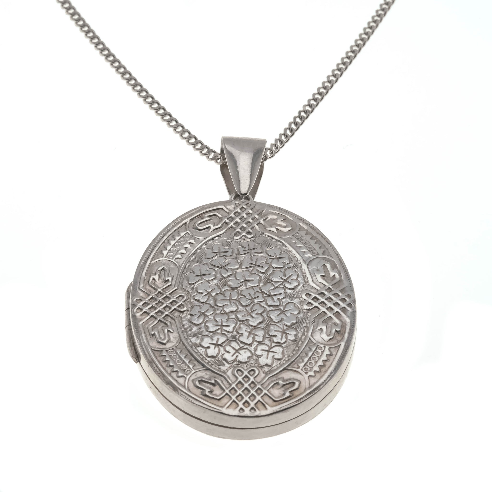Love & Affection  - Vintage Sterling Silver Celtic Love Knot & Ivy Engraved Locket & Chain (VP136)