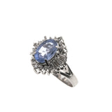 Ceylon Skies -  Vintage Platinum Ceylon Sapphire GIA (No Heat) Diamond Ballerina Ring (VR530)
