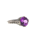 Color Change Adornment - Estate Sterling Silver Lab Created Alexandrite Ring  (ER217)