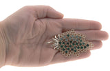 Jewelled Leaf - Vintage Gold Tone Emerald Crystal Leaf Brooch (VBR056)