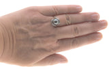Exotic Treasure - Estate Sterling Silver Tahiti South Sea Cultured Black Pearl & Cz Ring (ER232)
