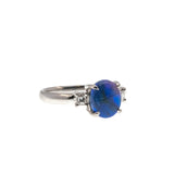 Galaxy - Vintage Platinum Black Opal & Asscher Cut Diamond (VR611)