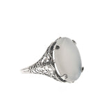 Moonbeam - Estate Sterling Silver Moonstone Filigree Ring (ER182)