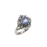 Ceylon Skies -  Vintage Platinum Ceylon Sapphire GIA (No Heat) Diamond Ballerina Ring (VR530)