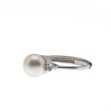 Treasure Island - Estate Sterling Silver Freshwater Pearl & CZ Ring (ER228)