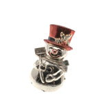 Let It Snow - Vintage Retro Silver & Plastic Hong Kong Snowman Brooch (VBR022)