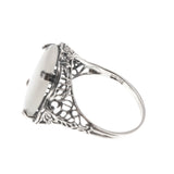 Moonbeam - Estate Sterling Silver Moonstone Filigree Ring (ER182)