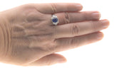 Sapphire Royale - Vintage Platinum Natural Sapphire & Fancy Diamond Ballerina Ring (VR634)