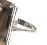 Smoke Gets In Your Eyes - Art Deco Sterling Silver Smoky Quartz Cocktail Ring (ADR209)