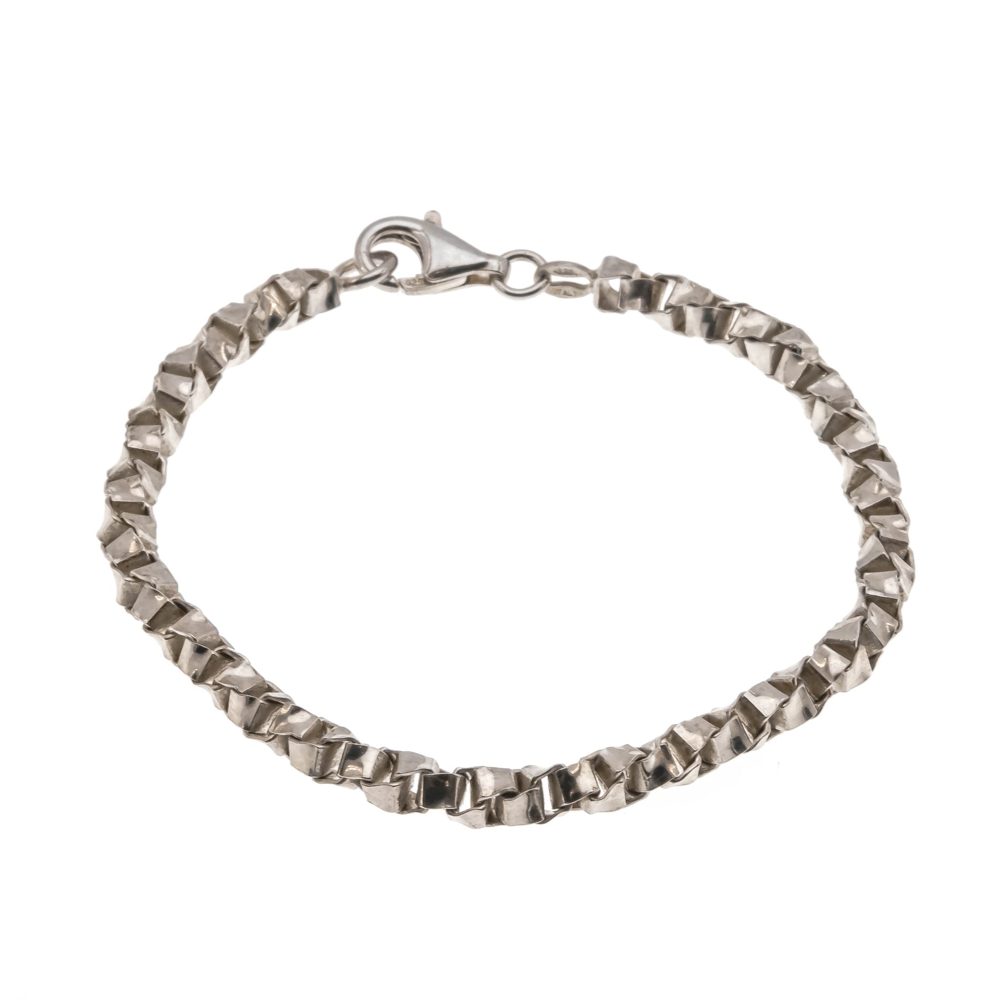 Silvery Adornment - Vintage Sterling Silver Fancy Link Bracelet (VB045)