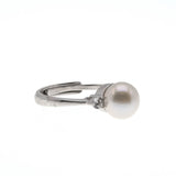 Treasure Island - Estate Sterling Silver Freshwater Pearl & CZ Ring (ER228)