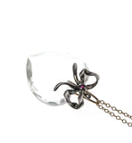Heart Of Glass - Vintage 10K Gold Sterling Silver Ruby & Crystal Heart Pendant (VP137)